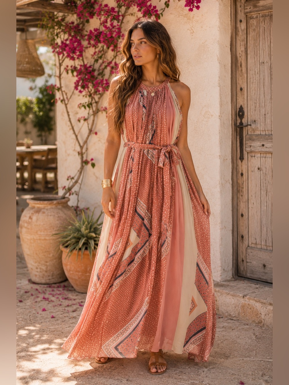 ✨ Anthropologie Nikita Mhaisalkar Abstract Halter Maxi Dress AS SEEN ON TV ✨